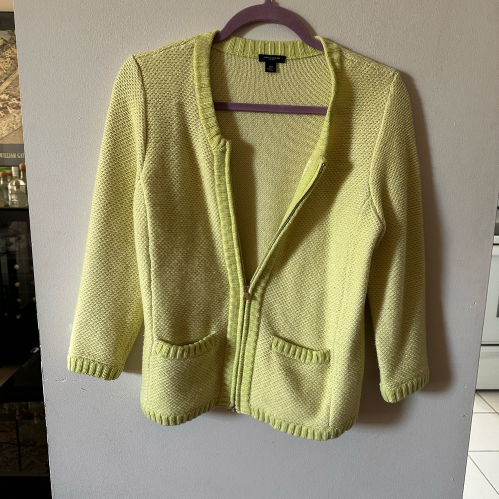 Ann Taylor Yellow Cropped Cardigan Sweater
